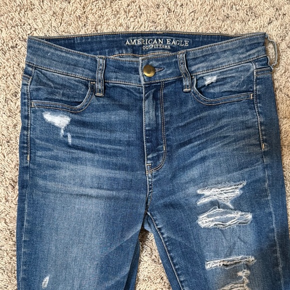 American Eagle Outfitters Women's Distressed Blue Jeans - Picture 2 of 3